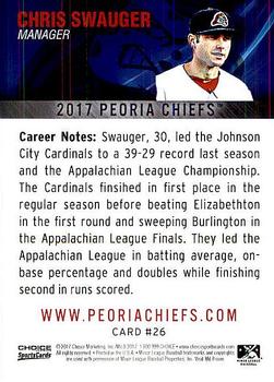 2017 Choice Peoria Chiefs #26 Chris Swauger Back