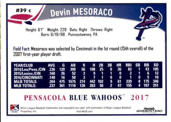 2017 Grandstand Pensacola Blue Wahoos #NNO Devin Mesoraco Back