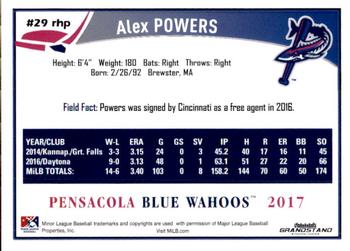 2017 Grandstand Pensacola Blue Wahoos #NNO Alex Powers Back