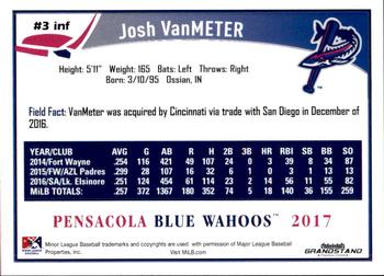 2017 Grandstand Pensacola Blue Wahoos #NNO Josh VanMeter Back