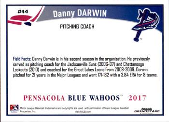 2017 Grandstand Pensacola Blue Wahoos #NNO Danny Darwin Back