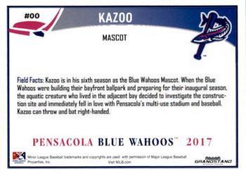 2017 Grandstand Pensacola Blue Wahoos #NNO Kazoo Back