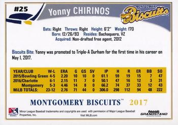 2017 Grandstand Montgomery Biscuits #NNO Yonny Chirinos Back