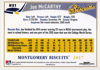 2017 Grandstand Montgomery Biscuits #NNO Joe McCarthy Back