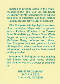 1988-92 Star Ad Cards #NNO Don Mattingly Back