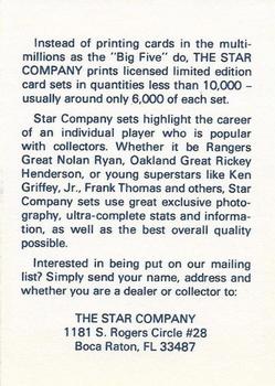 1988-92 Star Ad Cards #NNO Frank Thomas Back
