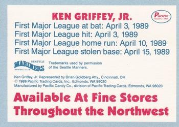 1989 Pacific Ken Griffey Jr. Candy Bar #NNO Ken Griffey Jr. Back