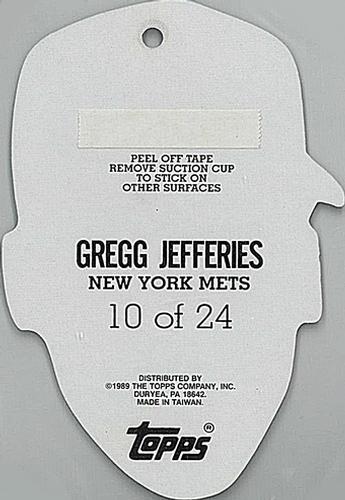 1989 Topps Heads Up Test #10 Gregg Jefferies Back