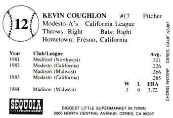 1985 Chong Modesto A's #12 Kevin Coughlon Back