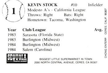 1985 Chong Modesto A's #1 Kevin Stock Back