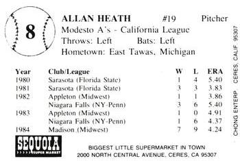 1985 Chong Modesto A's #8 Allan Heath Back