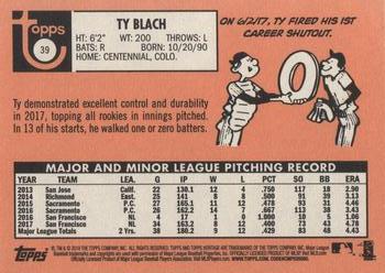 2018 Topps Heritage #39 Ty Blach Back