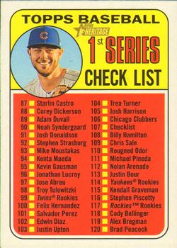 2018 Topps Heritage #107 1st Series Check List 87-172 (Kris Bryant) Front