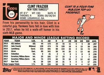 2018 Topps Heritage #114 Clint Frazier Back