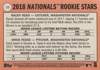 2018 Topps Heritage #135 Nationals 2018 Rookie Stars (Raudy Read / Erick Fedde) Back