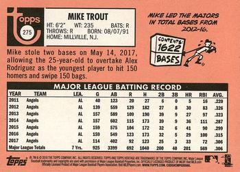2018 Topps Heritage #275 Mike Trout Back