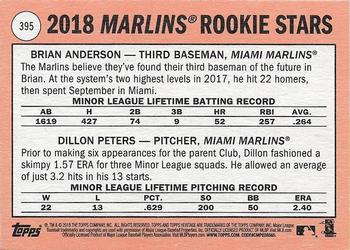 2018 Topps Heritage #395 Marlins 2018 Rookie Stars (Brian Anderson / Dillon Peters) Back