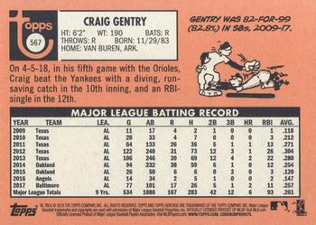 2018 Topps Heritage #567 Craig Gentry Back