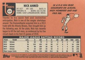 2018 Topps Heritage #624 Nick Ahmed Back