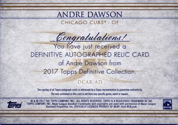 2017 Topps Definitive Collection - Definitive Autograph Relic Collection #DCAR-AD Andre Dawson Back