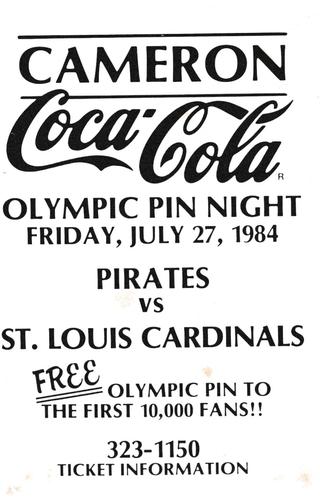 1984 Pittsburgh Pirates Promotional Dates 3x5 #NNO Amos Otis Back