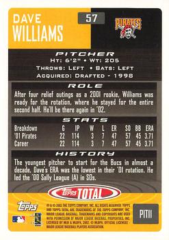 2002 Topps Total #57 Dave Williams Back