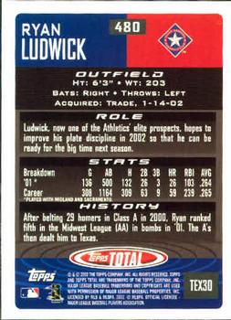 2002 Topps Total #480 Ryan Ludwick Back