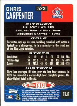 2002 Topps Total #523 Chris Carpenter Back