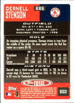 2002 Topps Total #886 Dernell Stenson Back