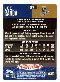 2002 Topps Total #97 Joe Randa Back