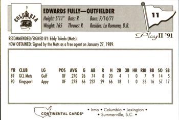 1991 Play II Columbia Mets #11 Edwards Fully Back