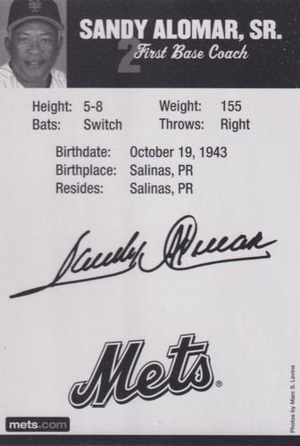 2006 Marc S. Levine (Starlight Starbright) New York Mets #2 Sandy Alomar, Sr. Back