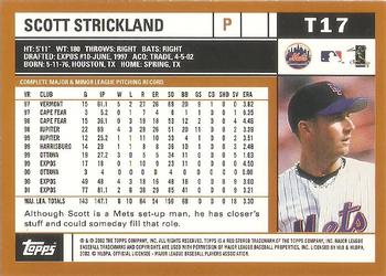 2002 Topps Traded & Rookies #T17 Scott Strickland Back