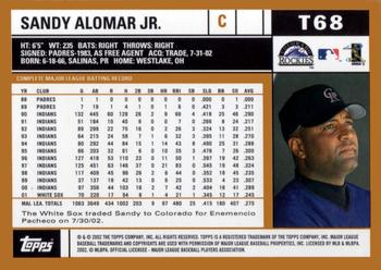 2002 Topps Traded & Rookies #T68 Sandy Alomar Jr. Back