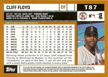 2002 Topps Traded & Rookies #T87 Cliff Floyd Back