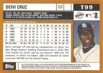 2002 Topps Traded & Rookies #T99 Deivi Cruz Back