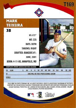2002 Topps Traded & Rookies #T169 Mark Teixeira Back