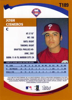 2002 Topps Traded & Rookies #T189 Josh Cisneros Back