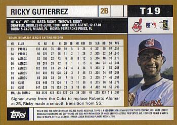 2002 Topps Traded & Rookies #T19 Ricky Gutierrez Back