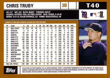 2002 Topps Traded & Rookies #T40 Chris Truby Back