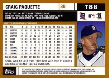 2002 Topps Traded & Rookies #T88 Craig Paquette Back
