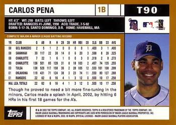 2002 Topps Traded & Rookies #T90 Carlos Pena Back
