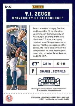 2017 Panini Contenders Draft Picks #22 T.J. Zeuch Back