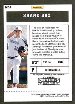 2017 Panini Contenders Draft Picks #36 Shane Baz Back