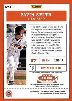 2017 Panini Contenders Draft Picks #43 Pavin Smith Back