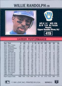 1991 Leaf #419 Willie Randolph Back