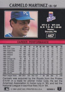 1991 Leaf #467 Carmelo Martinez Back