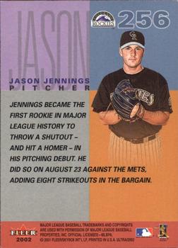 2002 Ultra #256 Jason Jennings Back