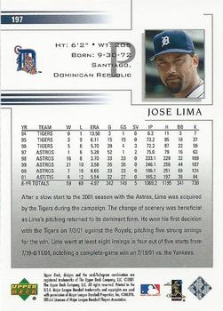 2002 Upper Deck #197 Jose Lima Back