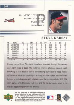 2002 Upper Deck #267 Steve Karsay Back